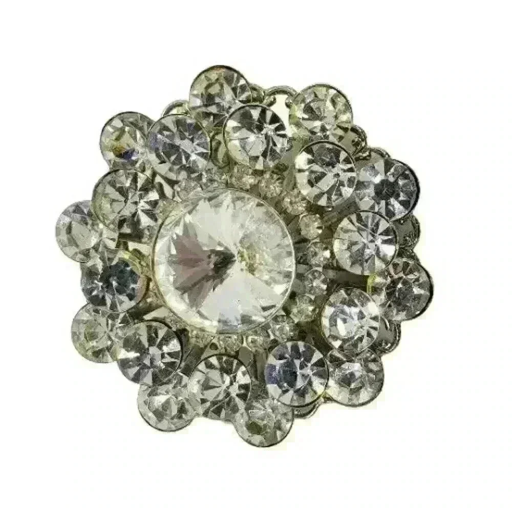Vintage Brooch Inverted Rhinestone Layered 3D Pyramid Large